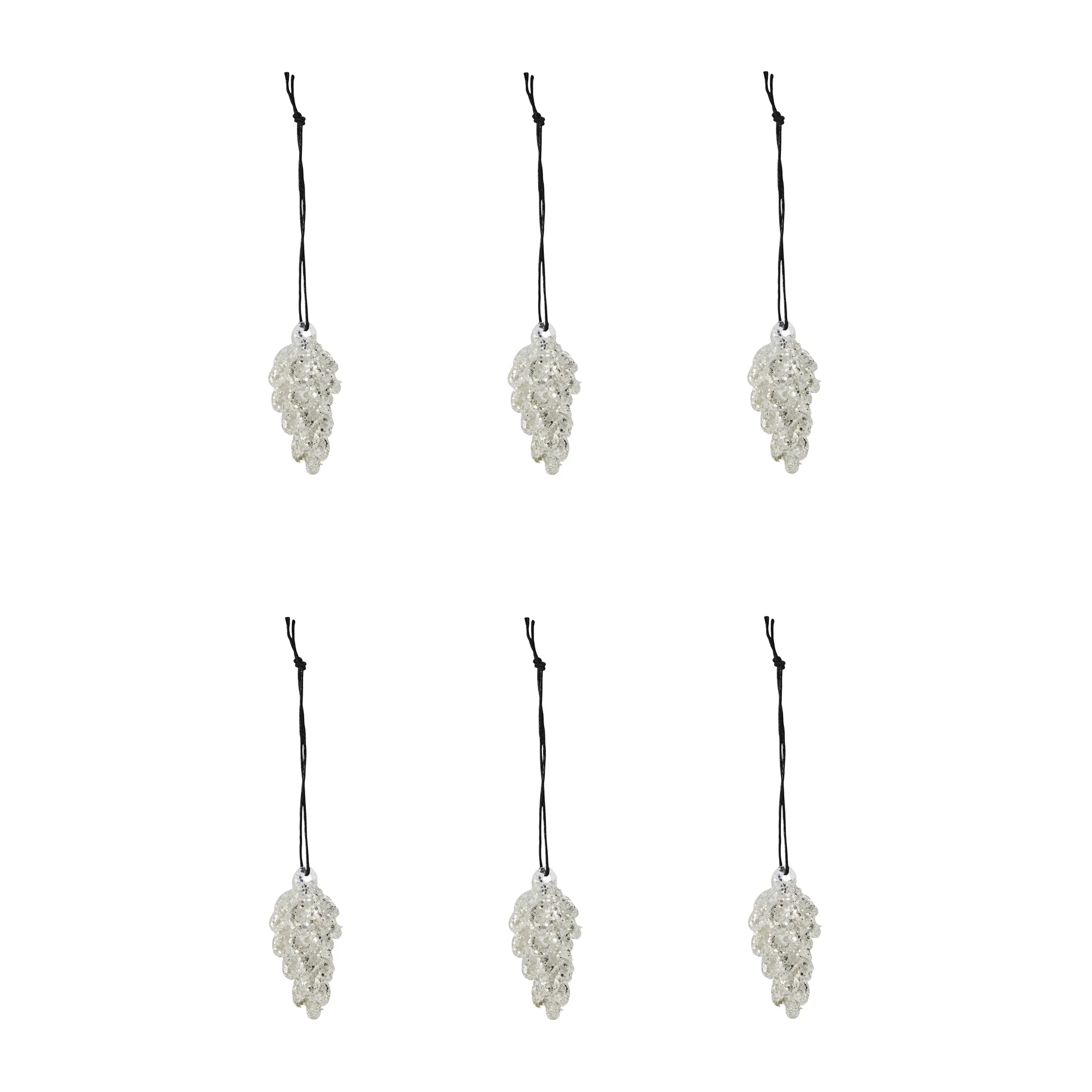 Set de 6 colgantes de navidad Cone 5,5 cm, plata House Doctor