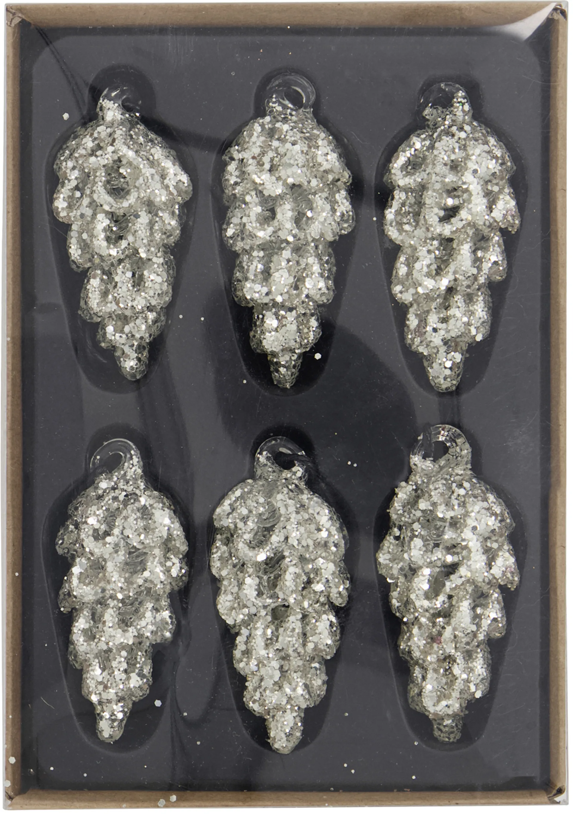 Set de 6 colgantes de navidad Cone 5,5 cm, plata House Doctor