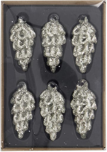 Set de 6 colgantes de navidad Cone 5,5 cm - plata - House Doctor