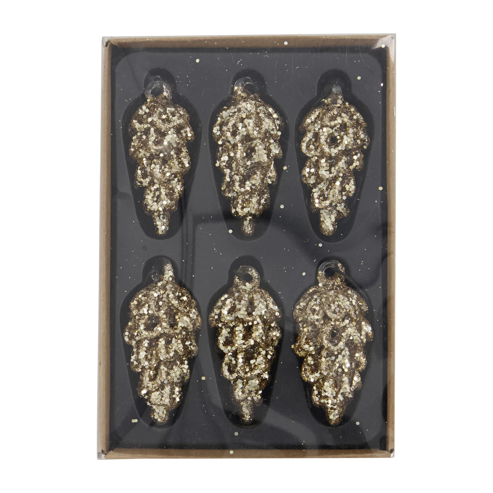 Set de 6 colgantes de navidad Cone 9 cm, Dorado House Doctor