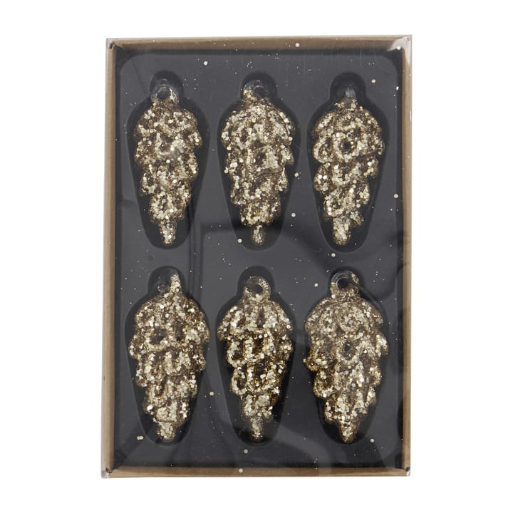 Set de 6 colgantes de navidad Cone 9 cm, Dorado House Doctor