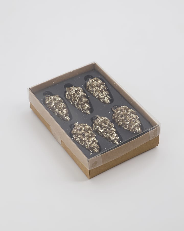 Set de 6 colgantes de navidad Cone 9 cm, Dorado House Doctor