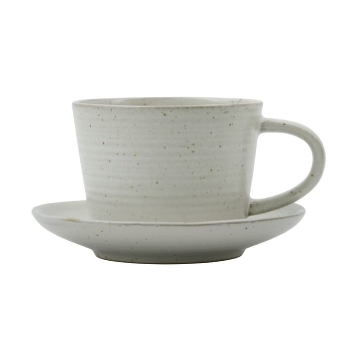 Taza y plato Pion 23 cl - Gris-blanco - House Doctor