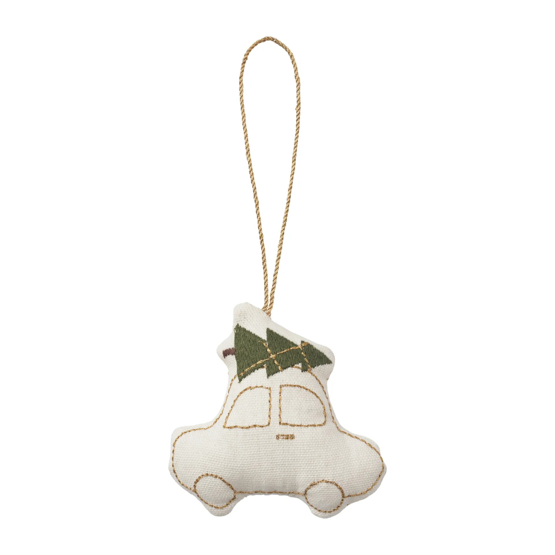Adorno navideño de algodón Humdakin Car, Off white/gold Humdakin