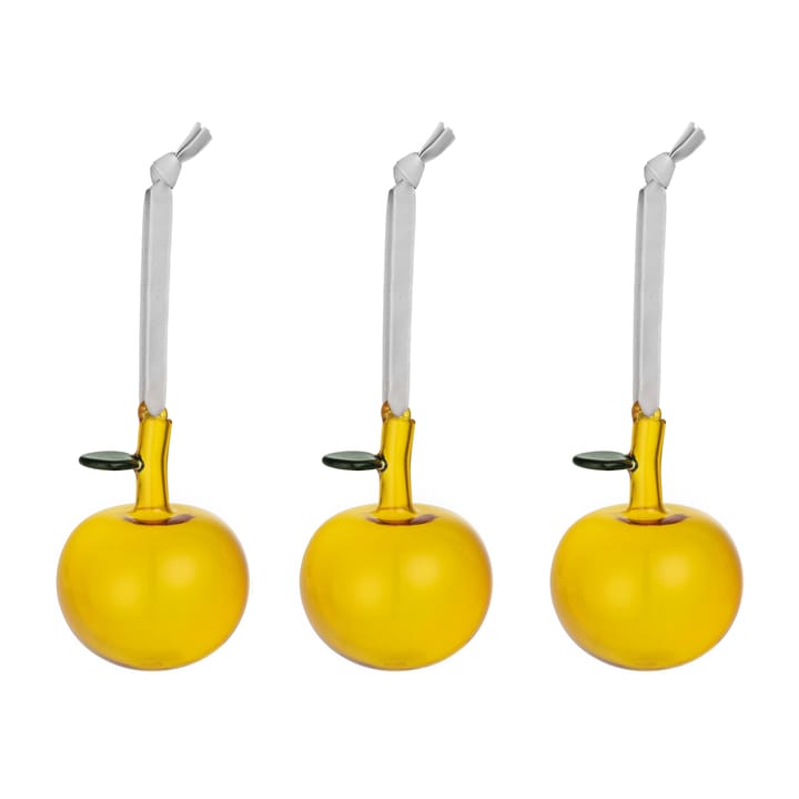 3 Colgantes Iittala manzanas de vidrio - amarillo - Iittala