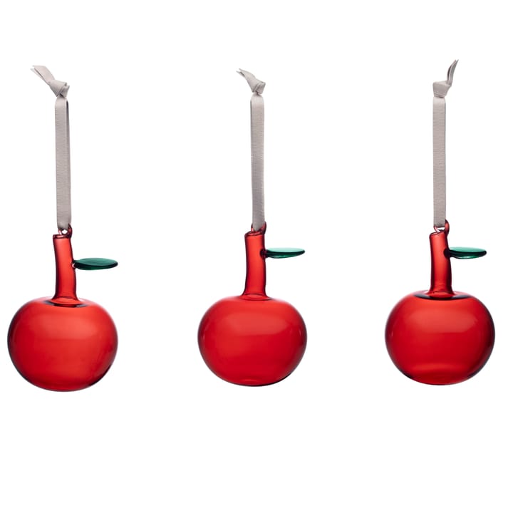 3 Colgantes Iittala manzanas de vidrio - rojo - Iittala