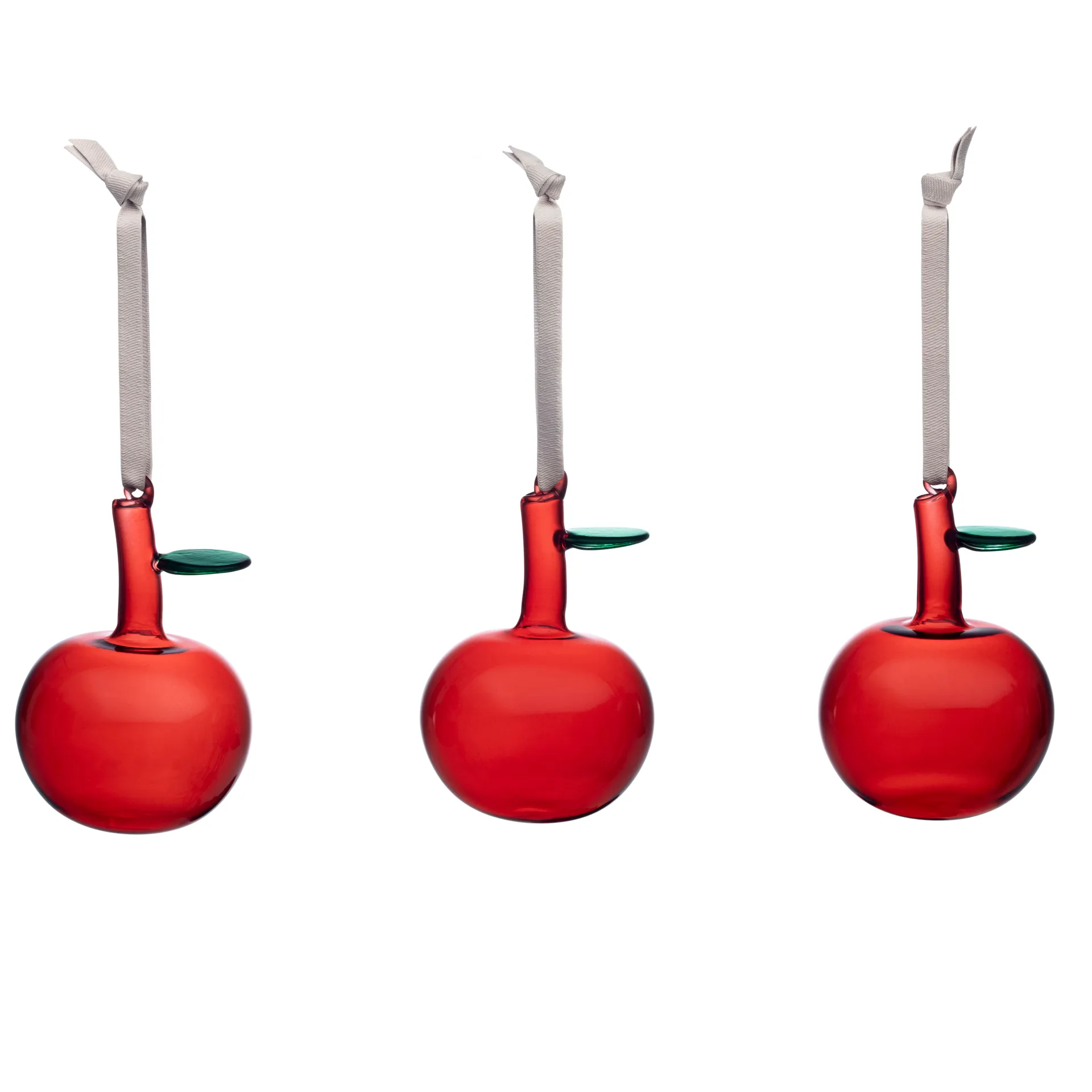 3 Colgantes Iittala manzanas de vidrio, rojo Iittala