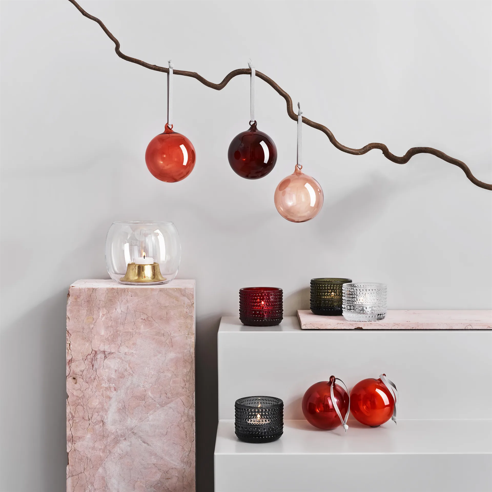 Bolas de navidad vidrio Iittala 80 mm 5 piezas, Rojo Iittala