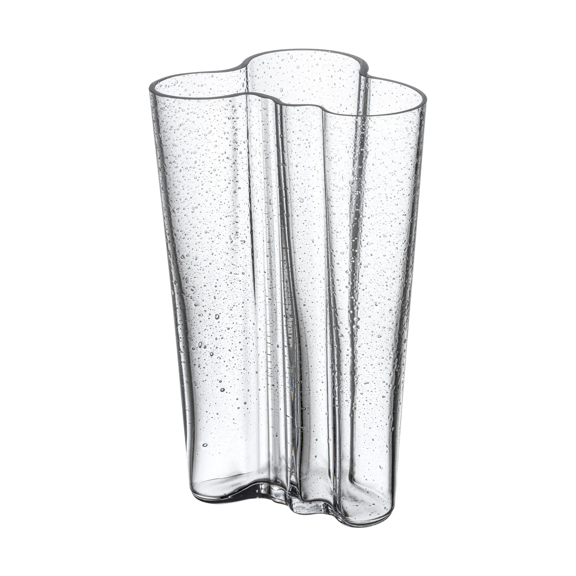 Jarrón Alvar Aalto 200 mm, Cristal burbuja transparente, edición aniversario Iittala