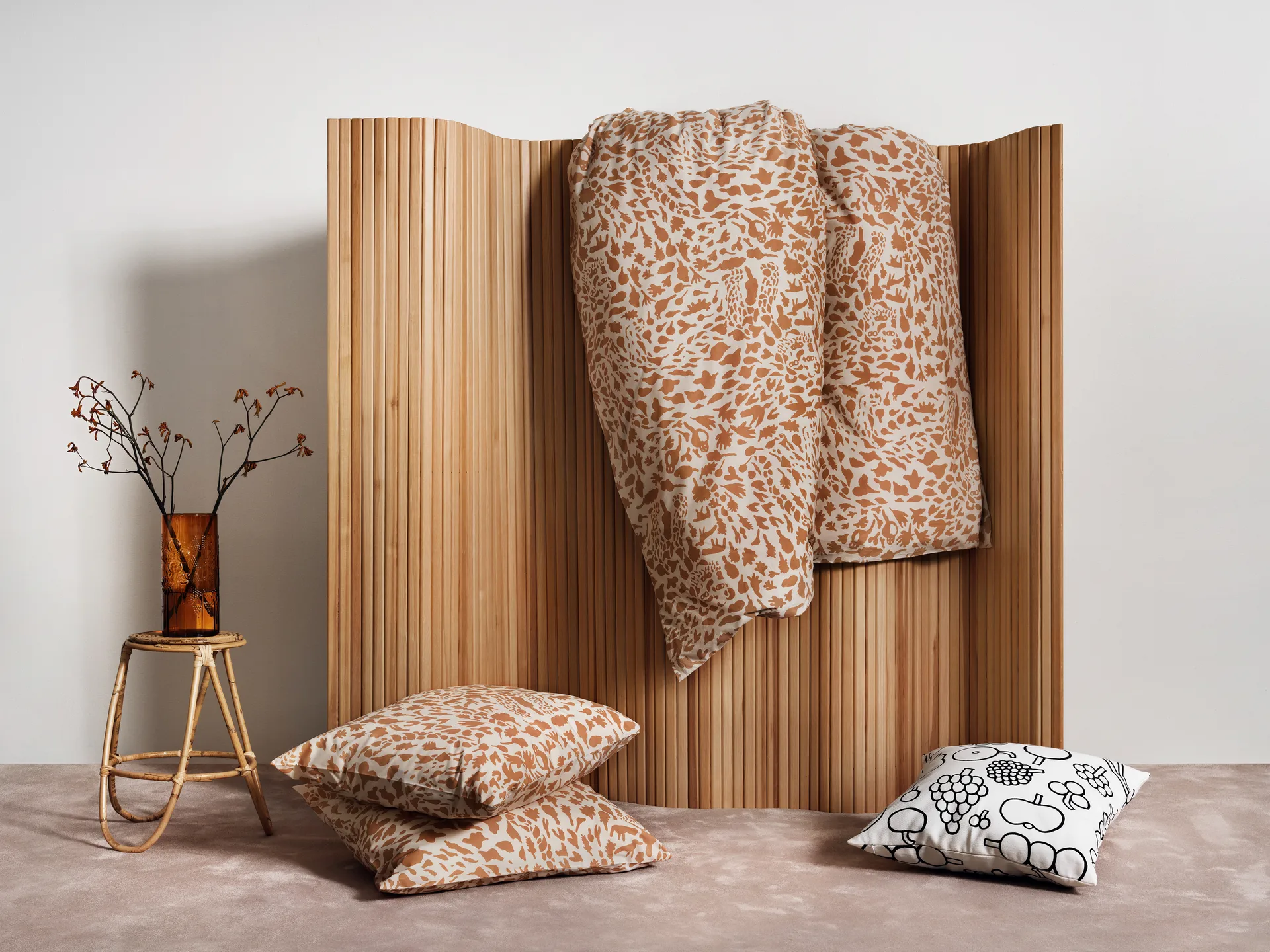 Juego de funda nórdica Oiva Toikka Cheetah 150x210 cm, marrón Iittala