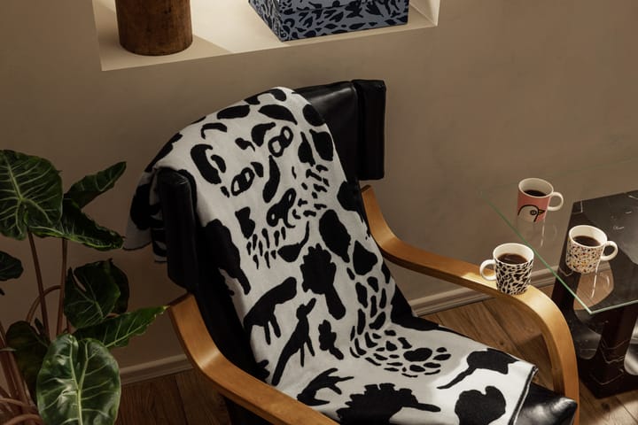Manta de lana Oiva Toikka Cheetah 130x180 cm, negro-blanco Iittala