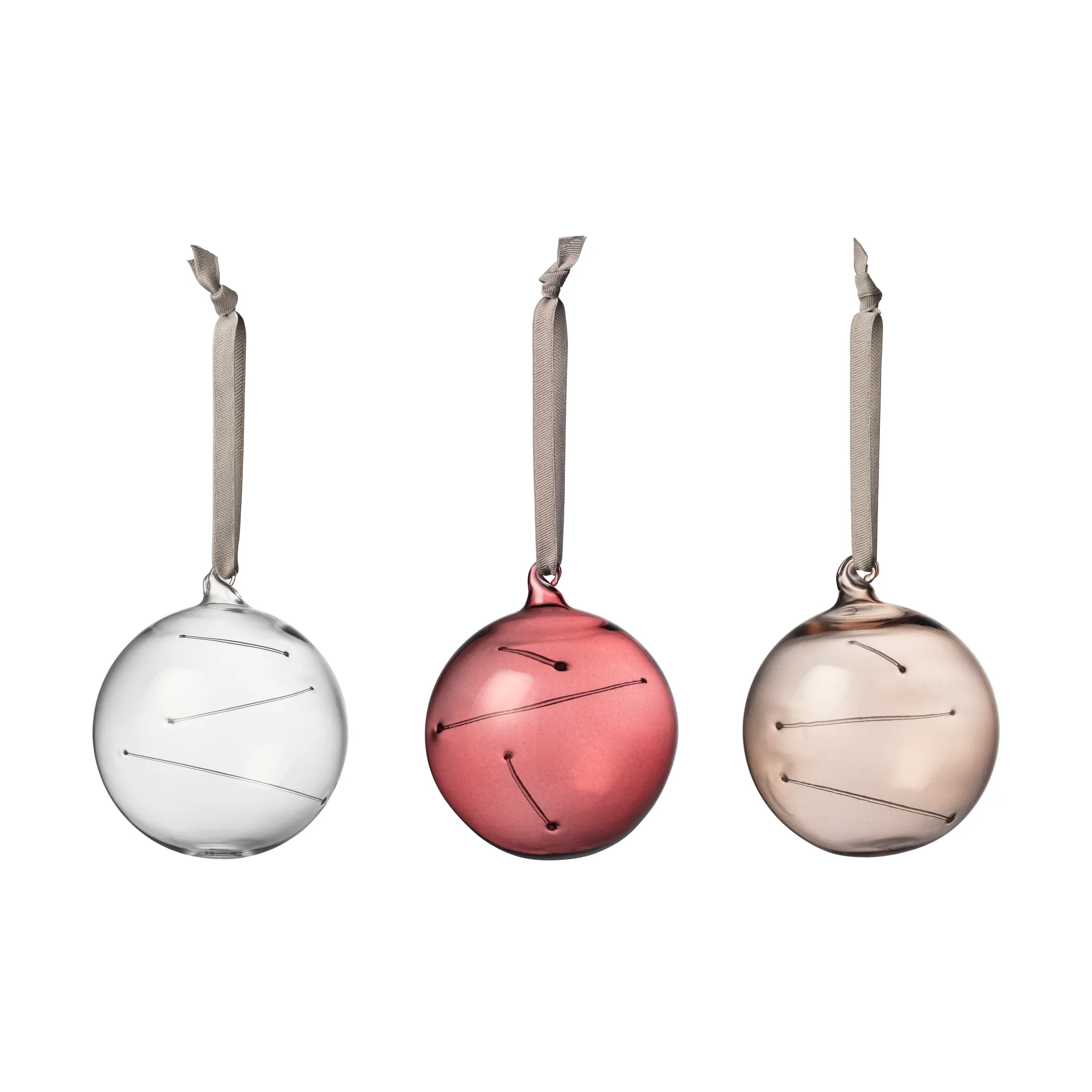 Set de 3 bolas de vidrio Solboll Ø8 cm, Transparente-brezo-lino Iittala