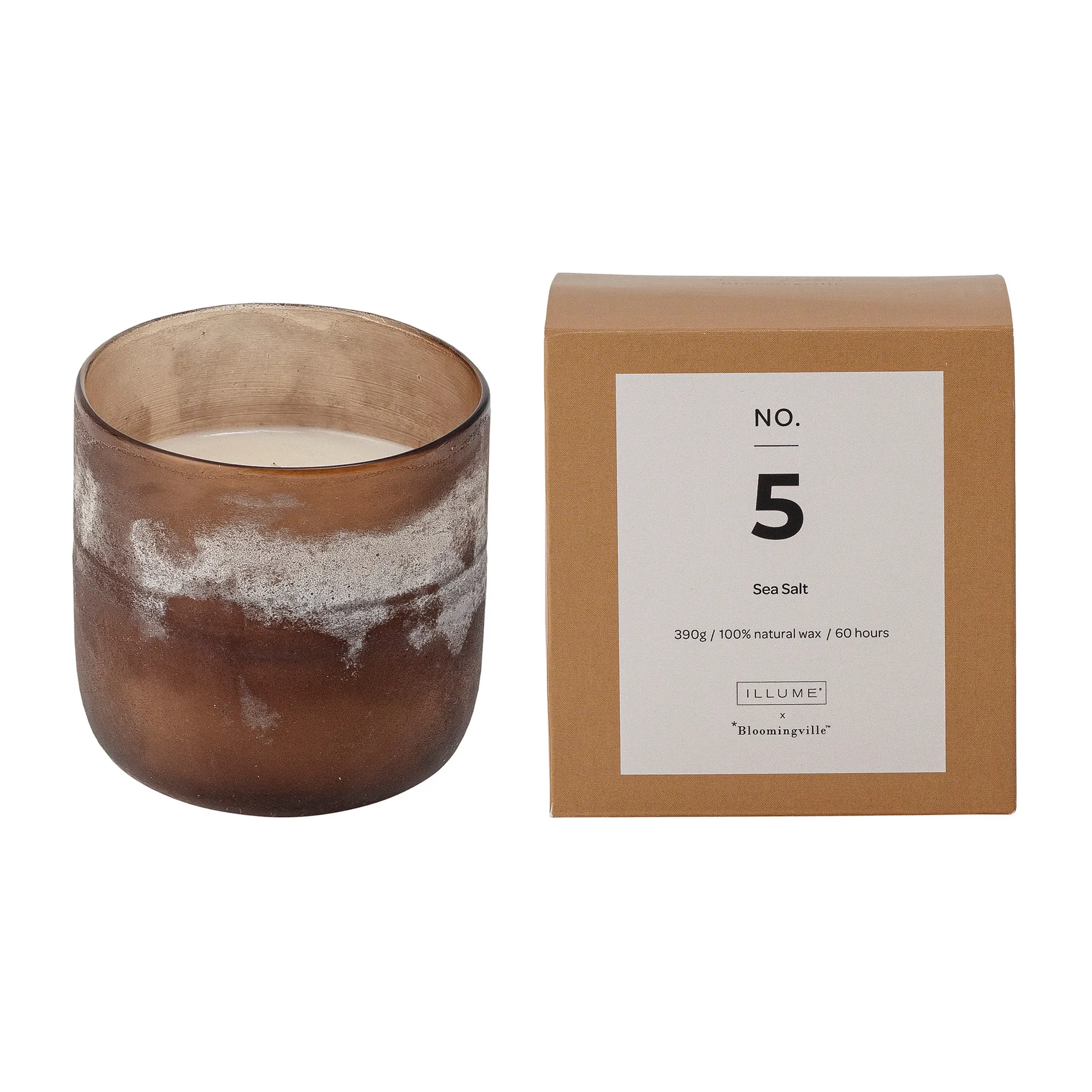 Vela perfumada NO. 5 Sea Salt, 390 g + Giftbox Illume x Bloomingville