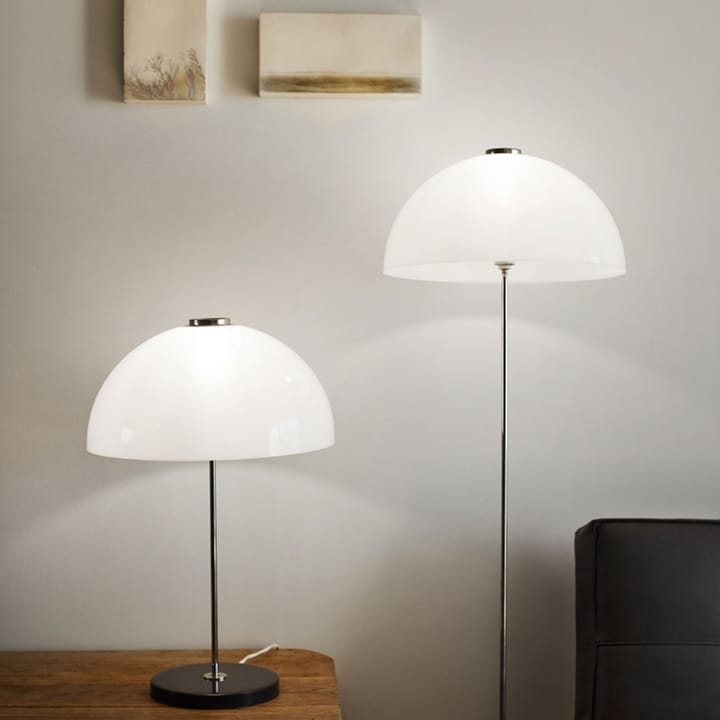 Lámpara de mesa Kupoli, Gris, detalles de metal, pantalla blanca Innolux