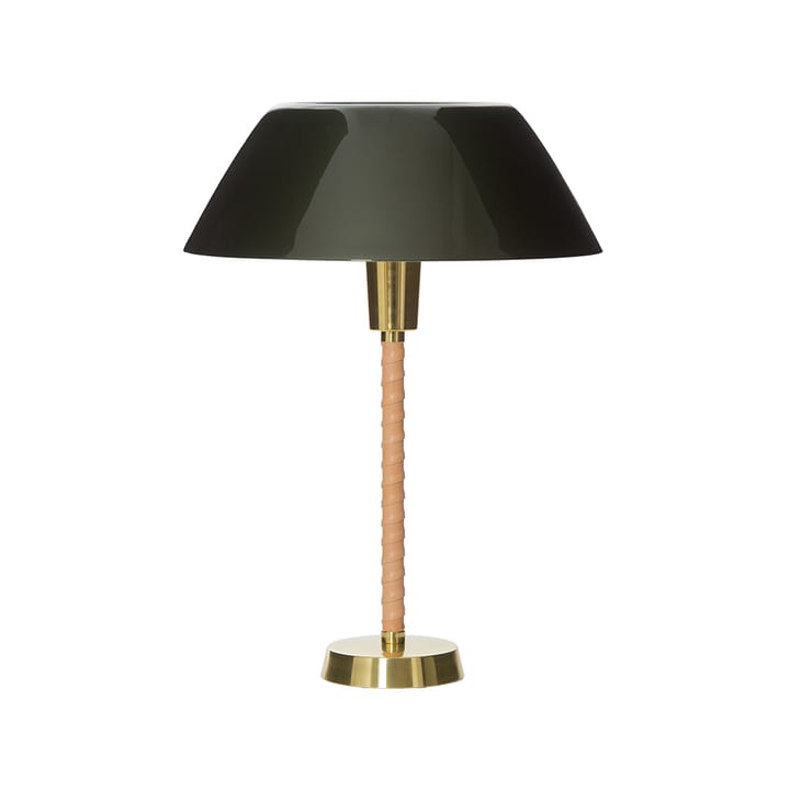 Lámpara de mesa Senator - Verde, base de cuero y latón - Innolux