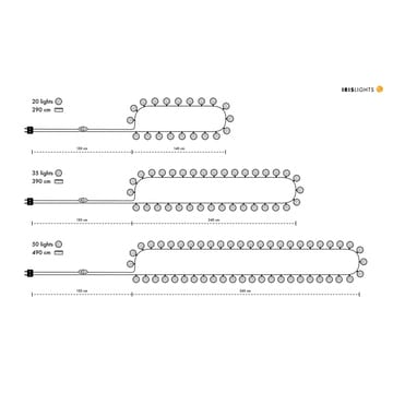 Cable extra para guirnalda de luces Irislights negro - 20 bolas - Irislights