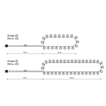 Guirnalda de luces Graphic Grey - 20 bolas - Irislights