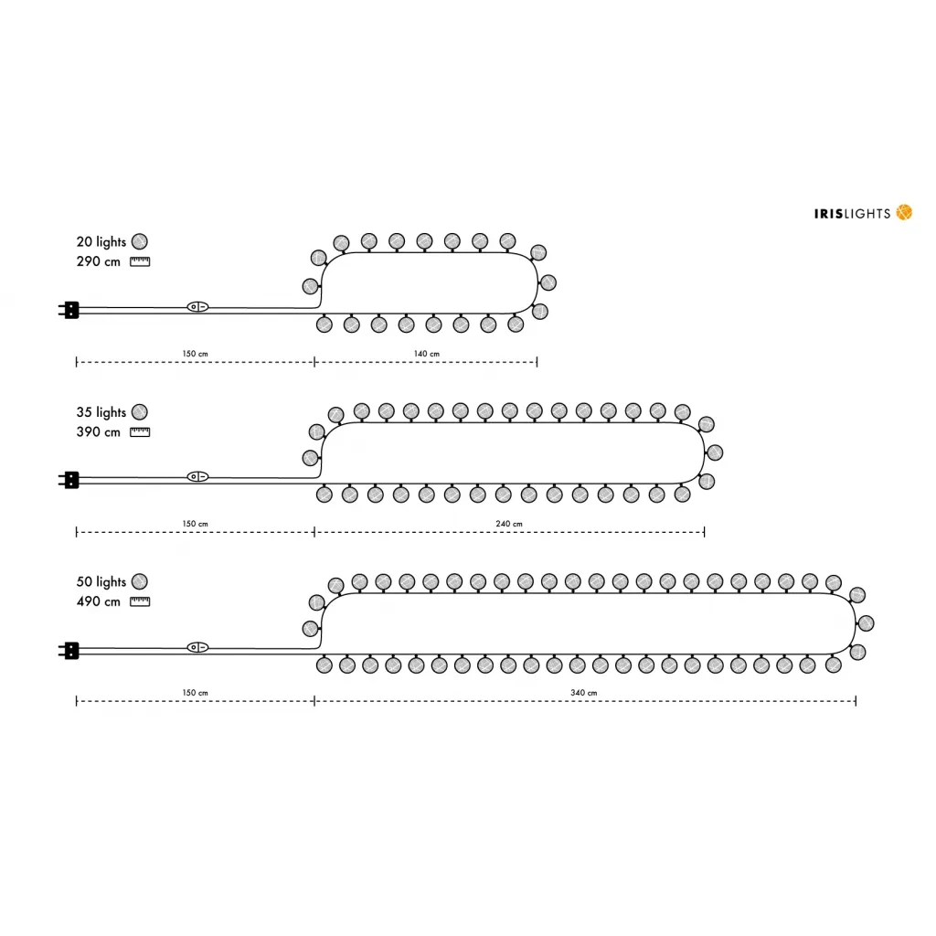 Guirnalda de luces Irislights French rose, 35 bolas Irislights