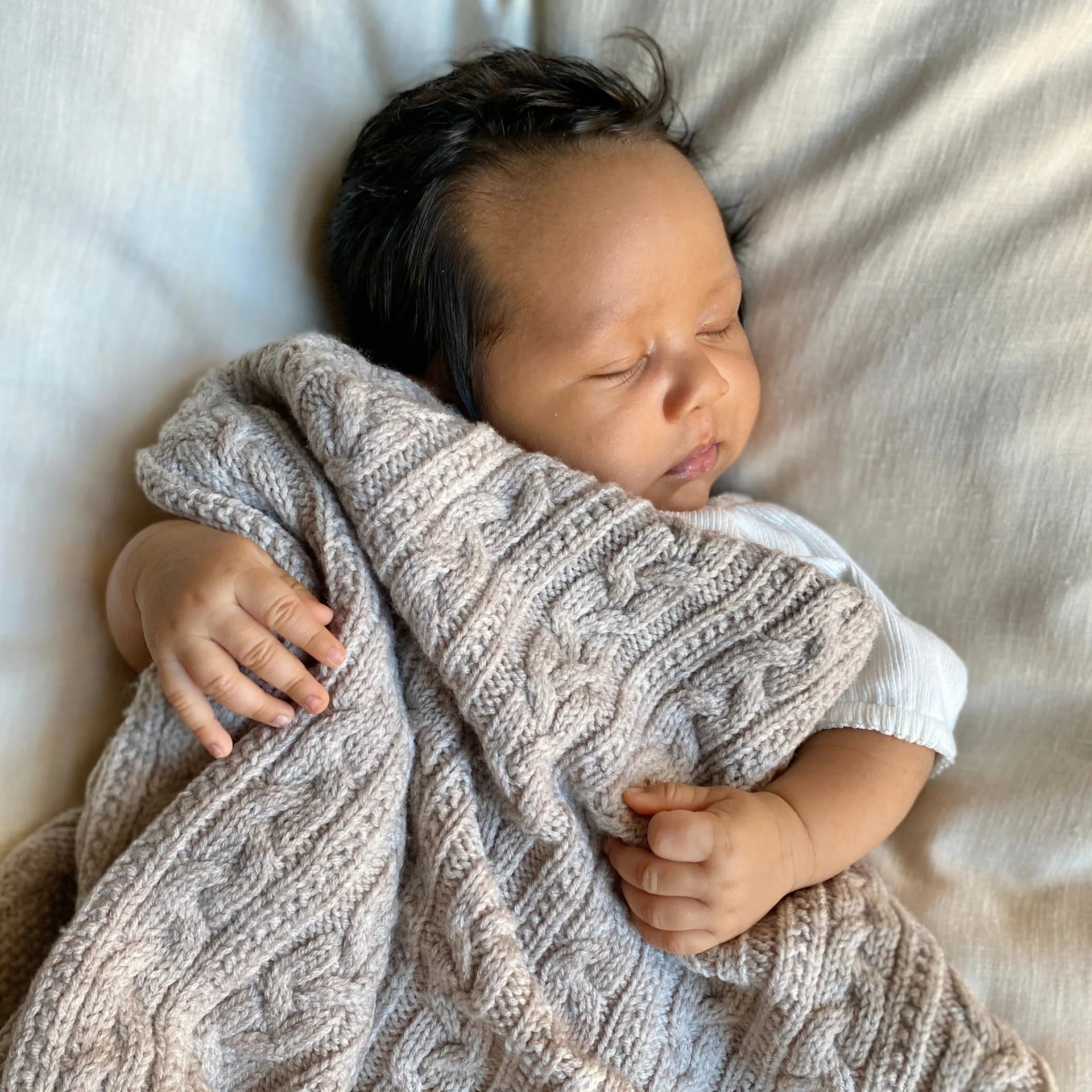 Manta para bebé Jack o Juno lana merino tejida 80x100 cm, Oatmeal Jack o Juno