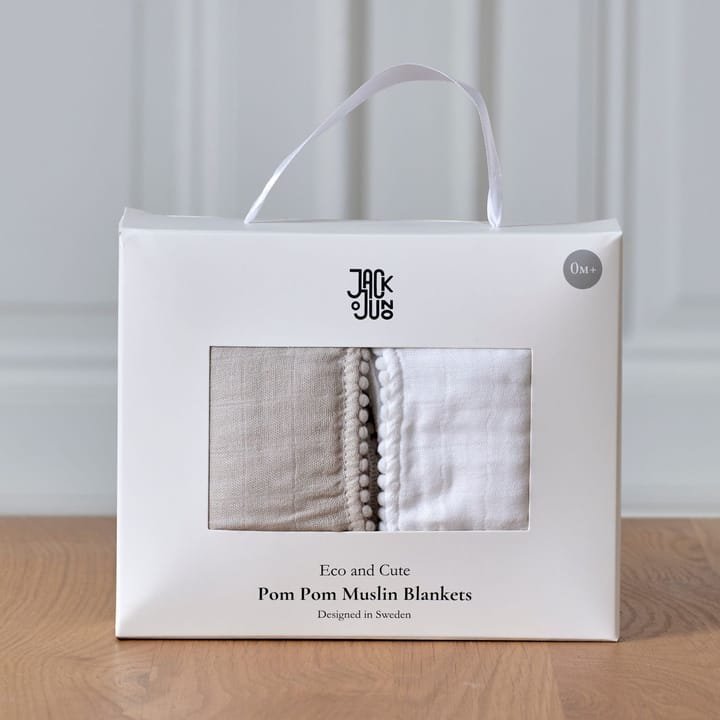 Set de 2 mantas de muselina Pom Pom 120x120 cm, Pearl & Dusty gray Jack o Juno