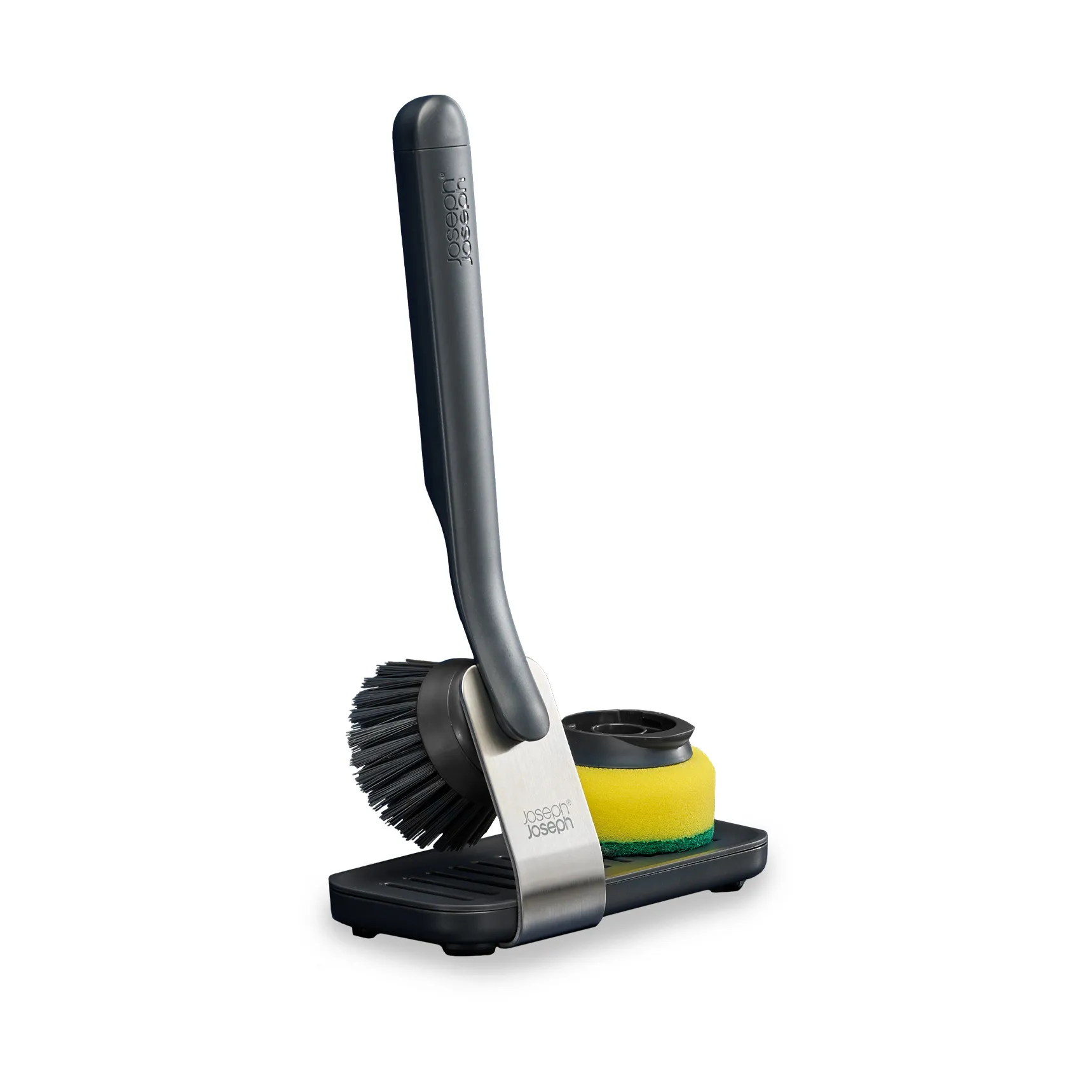 Joseph Joseph Sinktech Cepillo para platos con cabezal de repuesto y bandeja de goteo grande, Grey Joseph Joseph