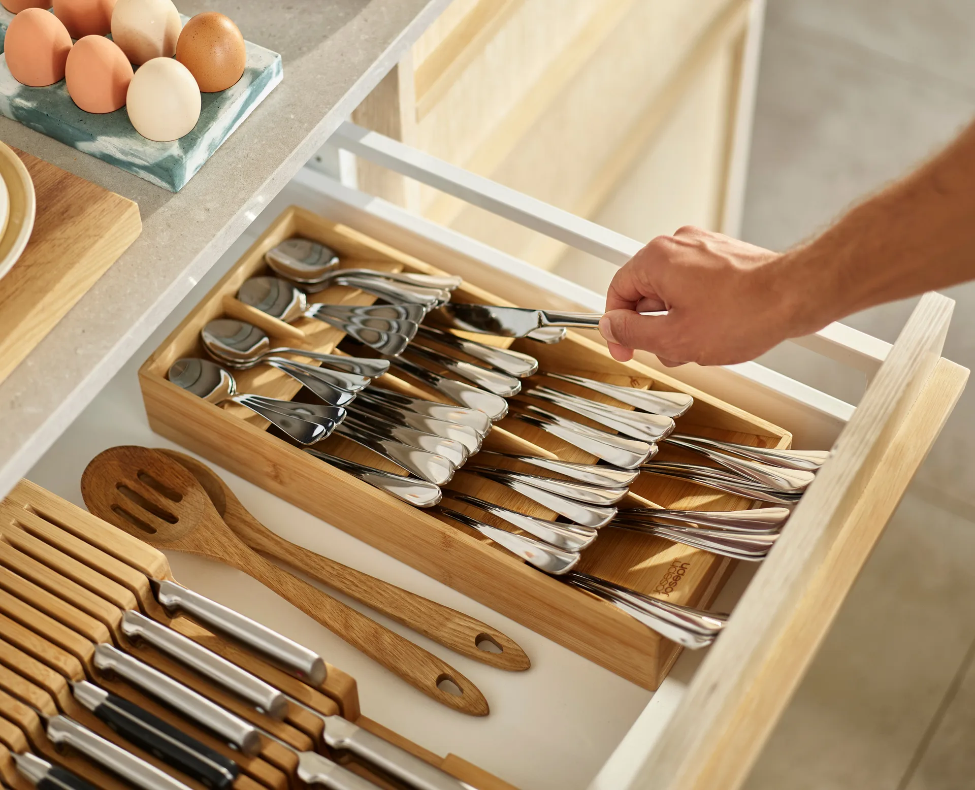 Organizador de cubiertos de bambú Drawerstore, Large Joseph Joseph