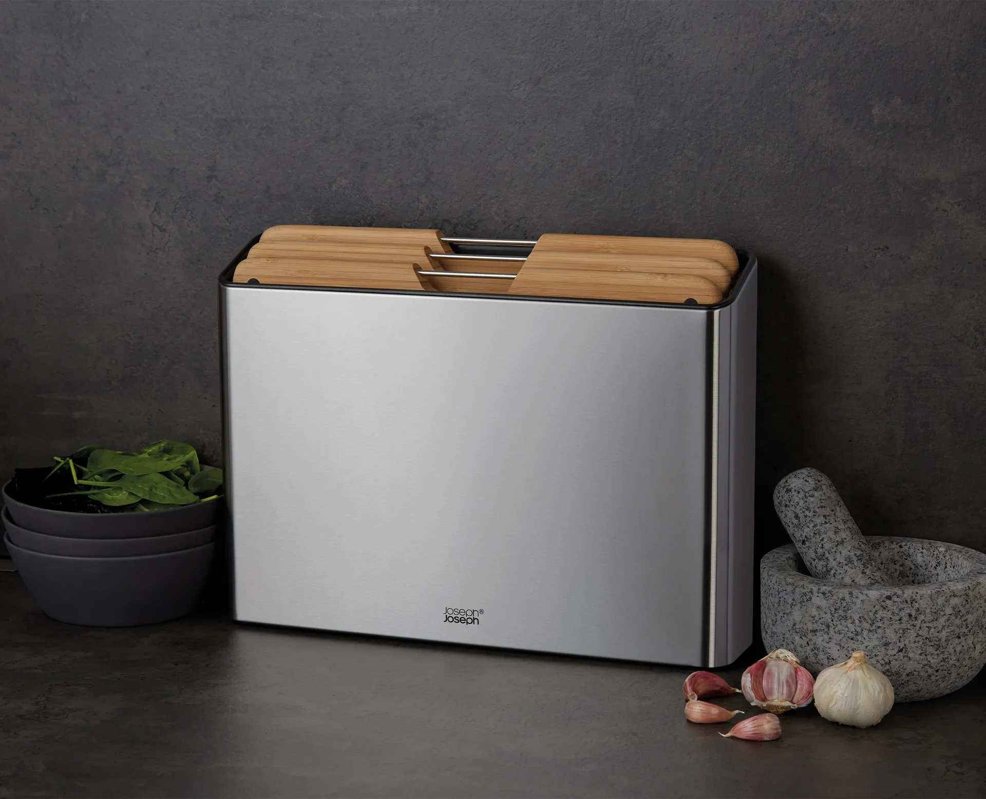 Tablas de cortar Folio steel 3 piezas, Bambú-acero Joseph Joseph