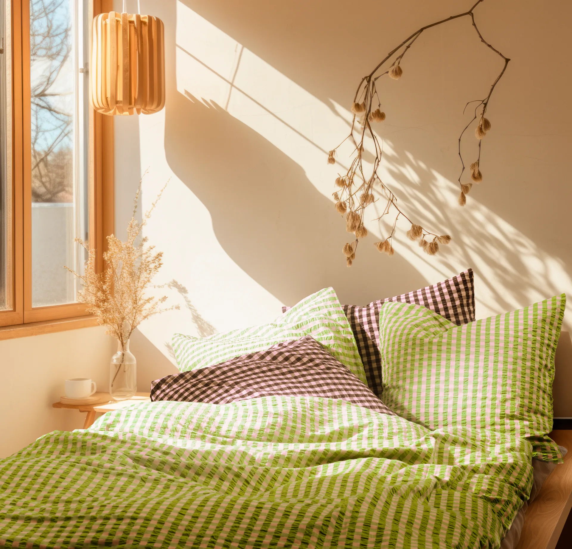 Juego de cama Bæk&Bølge 150x210 cm, Verde-rosa claro Juna
