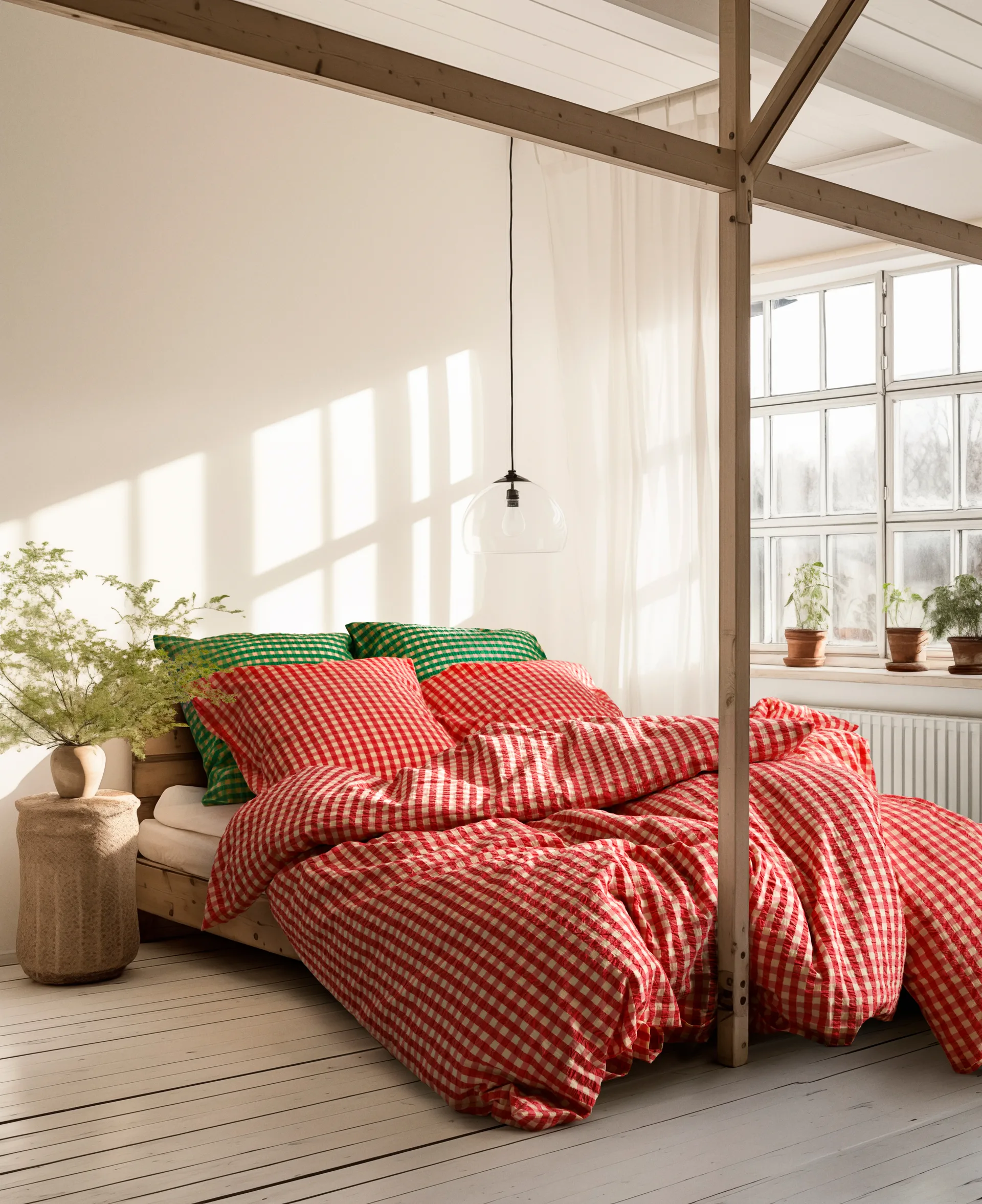Juego de cama Bæk&Bølge 220x220 cm, Rojo-amarillo Juna