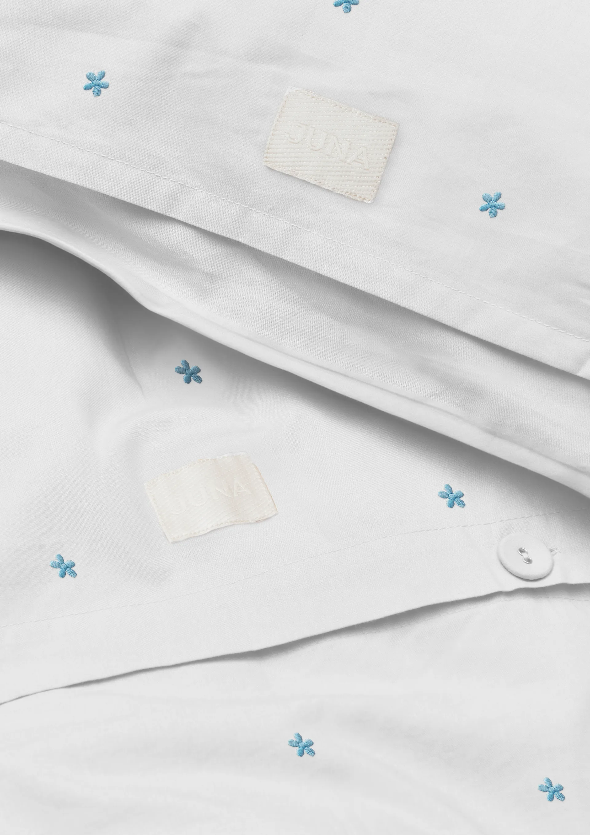 Juego de cama Daisy 150x210 cm, Blanco-azul claro Juna