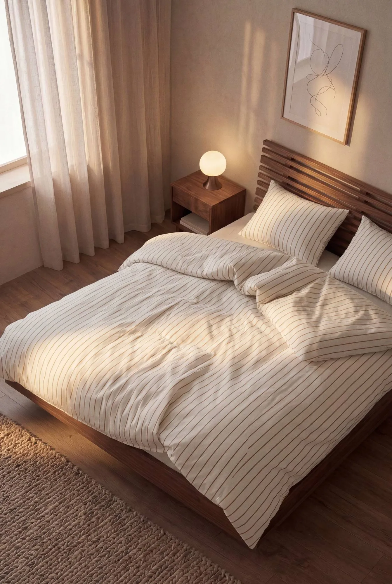 Juego de cama Soft, 150x210/50x60 cm, Offwhite-caramelo Juna