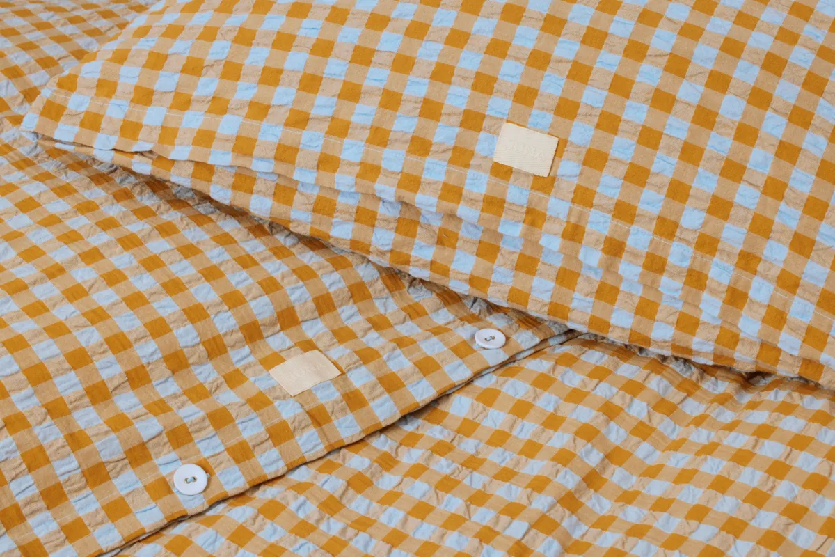 Juego de funda nórdica Bæk&Bølge 150x210 cm, Azul claro-arena Juna