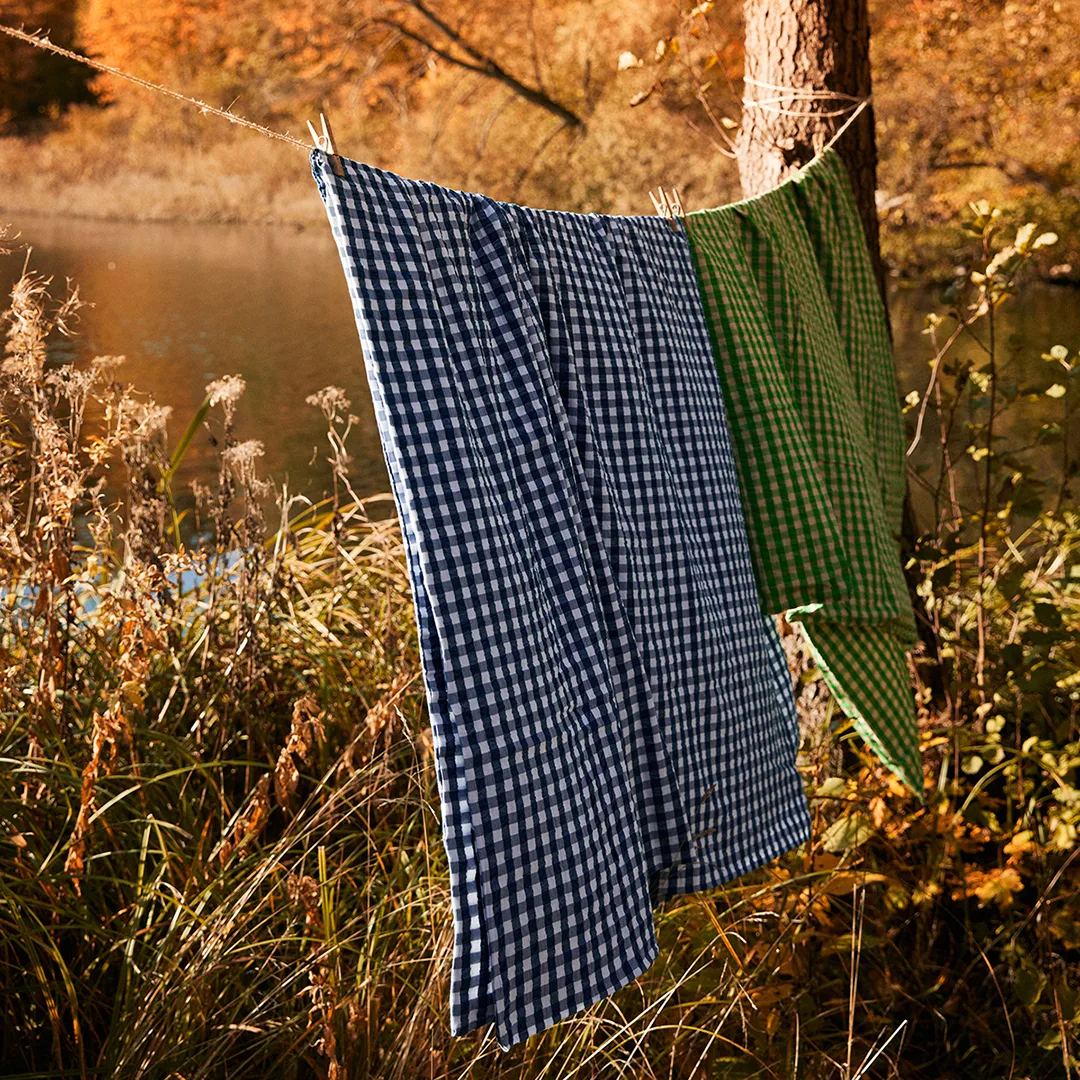 Juego de funda nórdica Bæk&Bølge 150x210 cm, Azul oscuro-blanco Juna