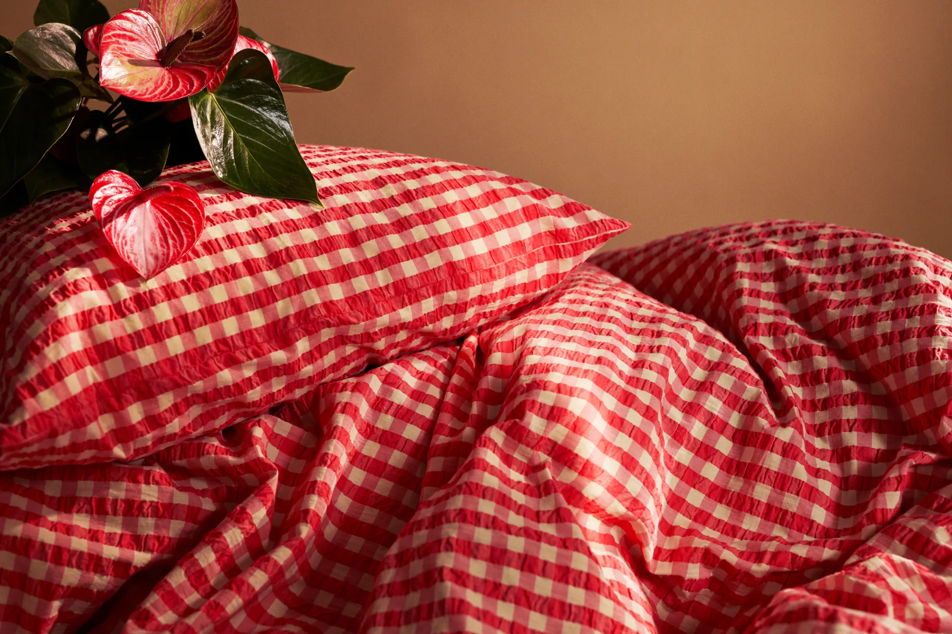 Juego de funda nórdica Bæk&Bølge 150x210 cm, Rojo-amarillo Juna