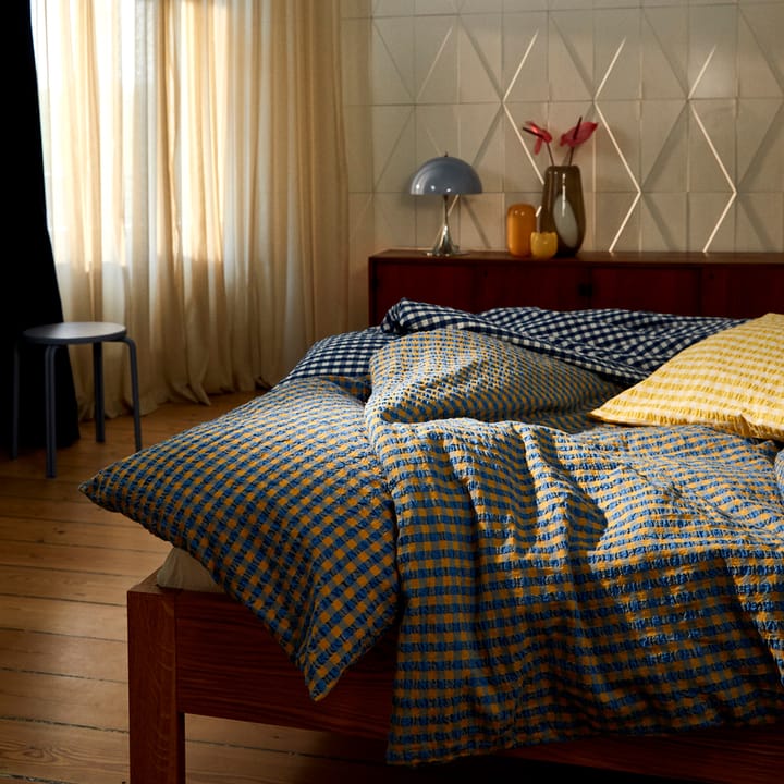 Juego de funda nórdica Bæk&Bølge 220x220 cm, Azul-ocre Juna