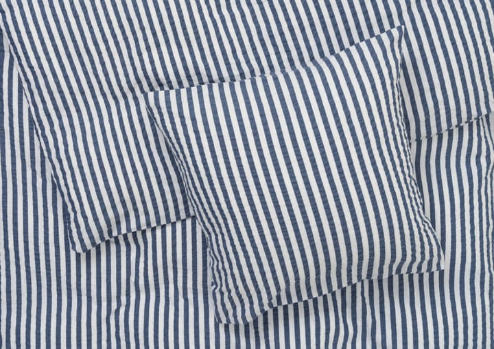 Juego de funda nórdica Bæk&Bølge Lines 220x220 cm, Azul oscuro-blanco Juna