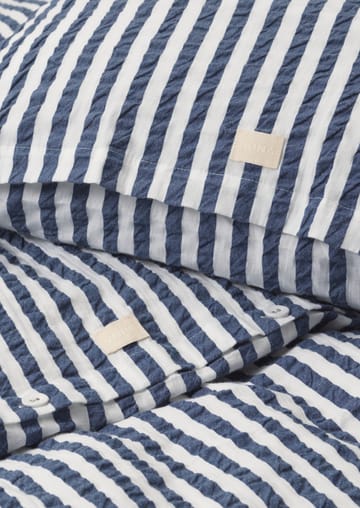 Juego de funda nórdica Bæk&Bølge Lines 220x220 cm - Azul oscuro-blanco - Juna