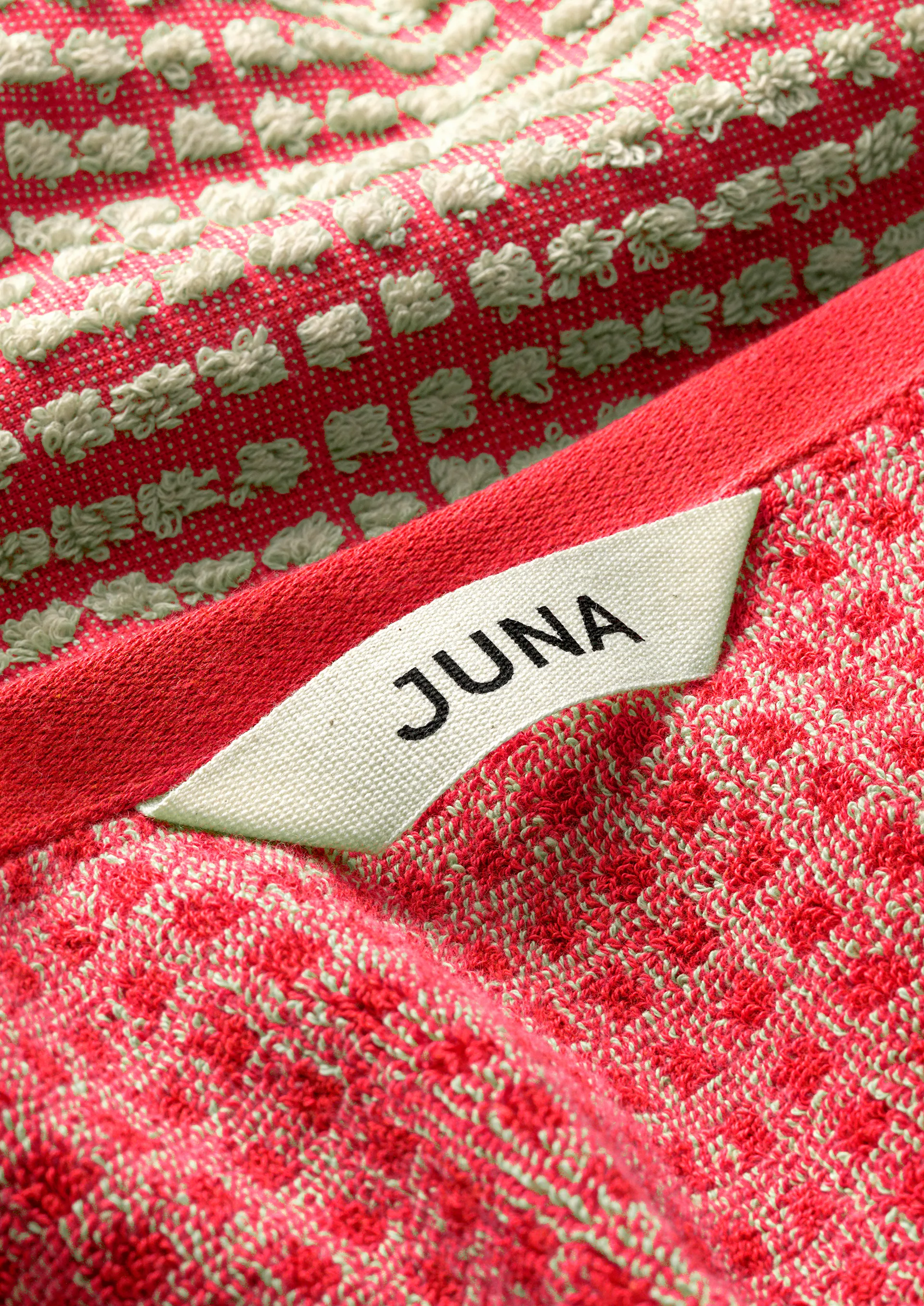 Toalla Check 70x140 cm, Rojo-arena Juna