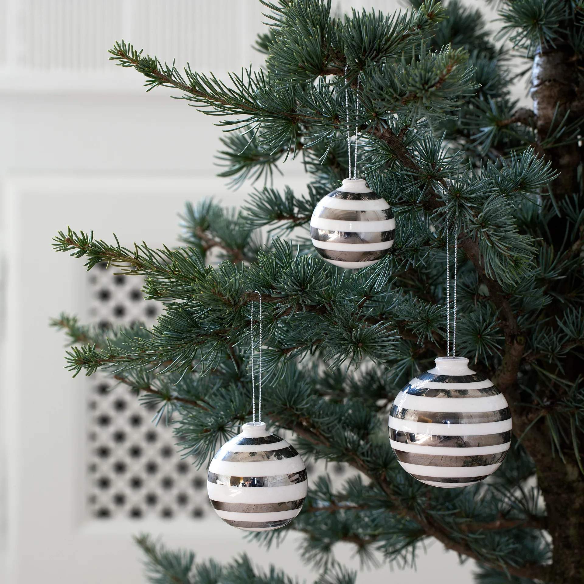 3 Bolas de Navidad Omaggio, plata Kähler