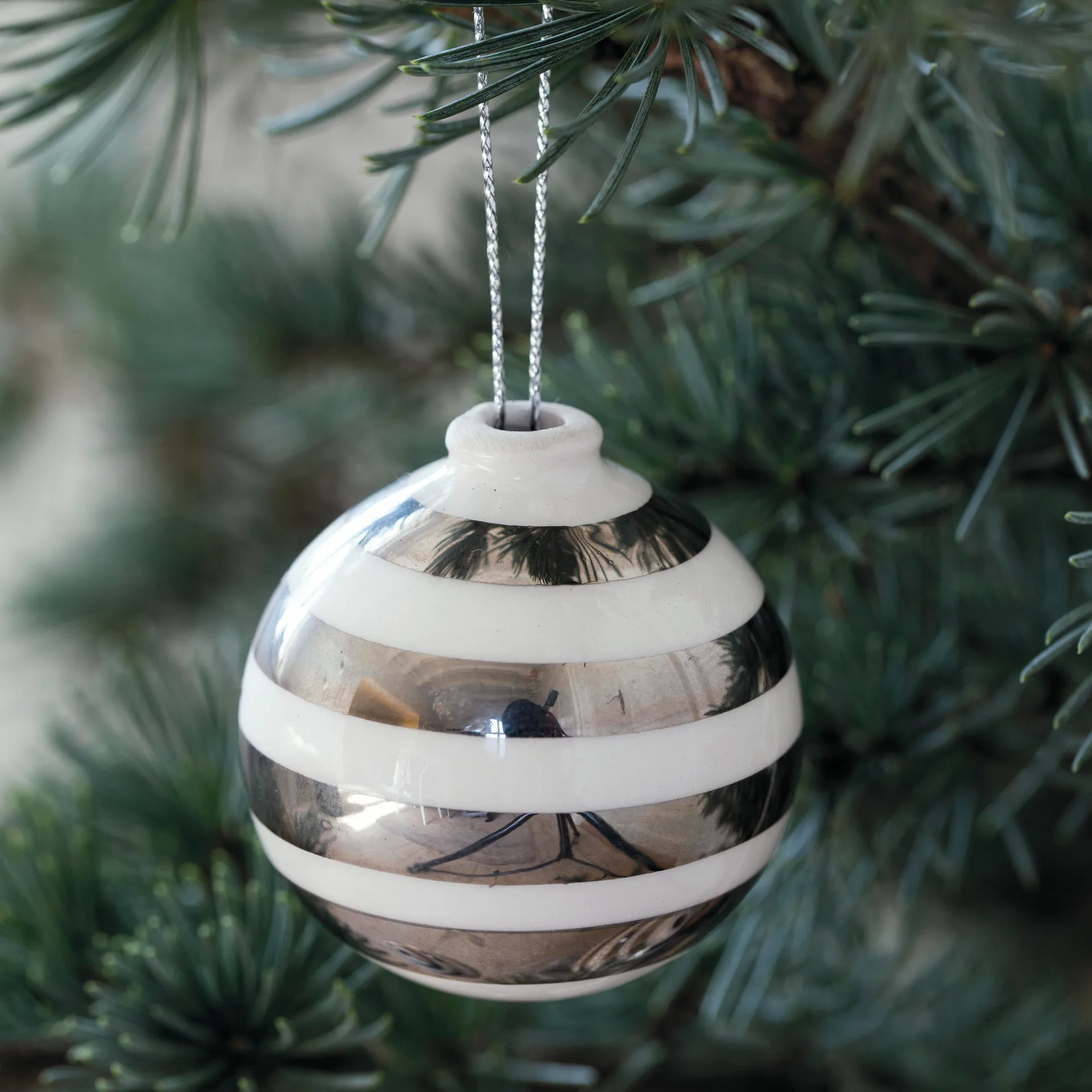 3 Bolas de Navidad Omaggio, plata Kähler