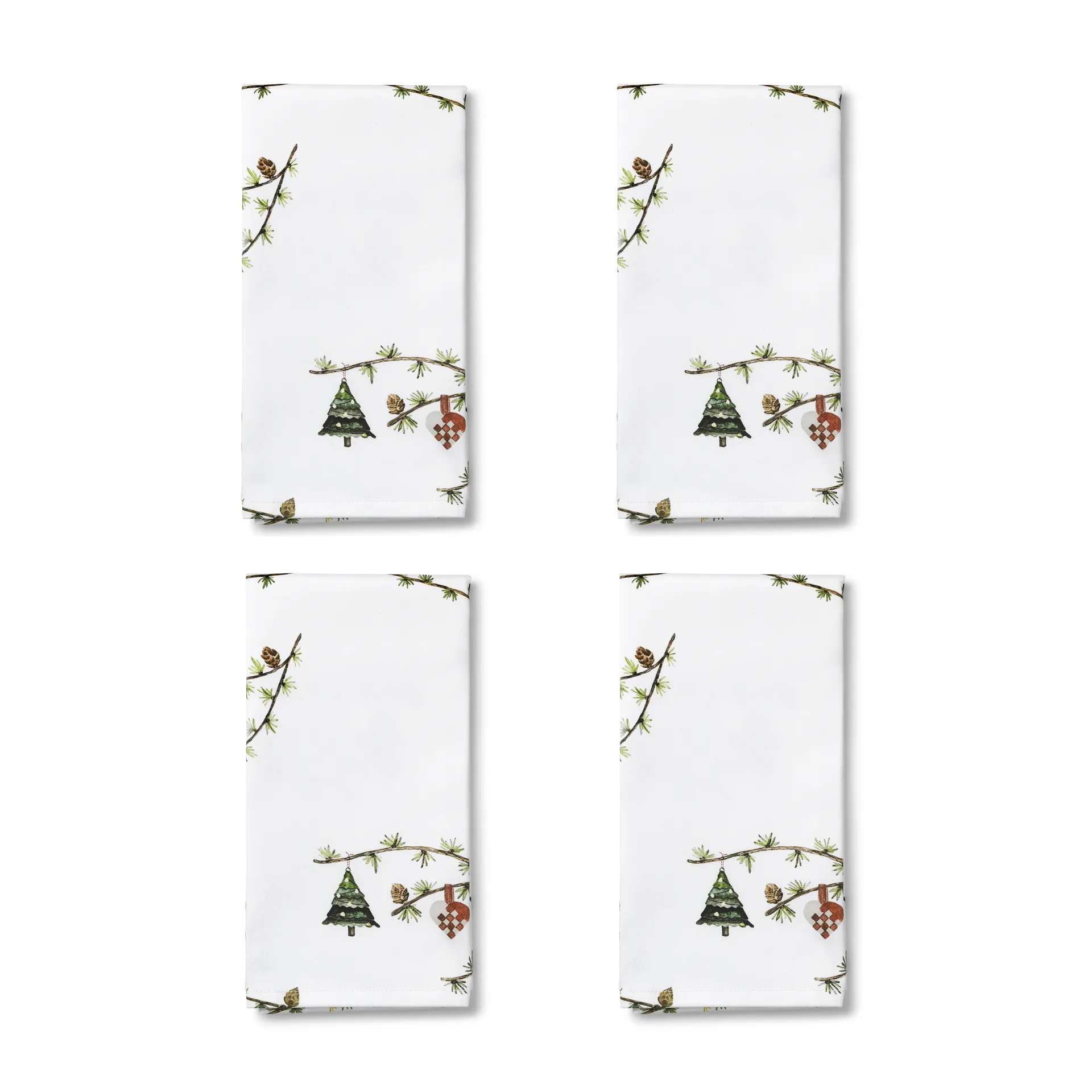 4 Servilletas de tela Hammershøi Christmas 45x45 cm, blanco Kähler