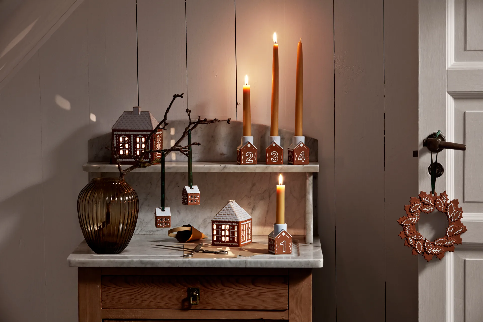 Adorno de Navidad 5 cm Gingerbread 2-pack, Marrón Kähler