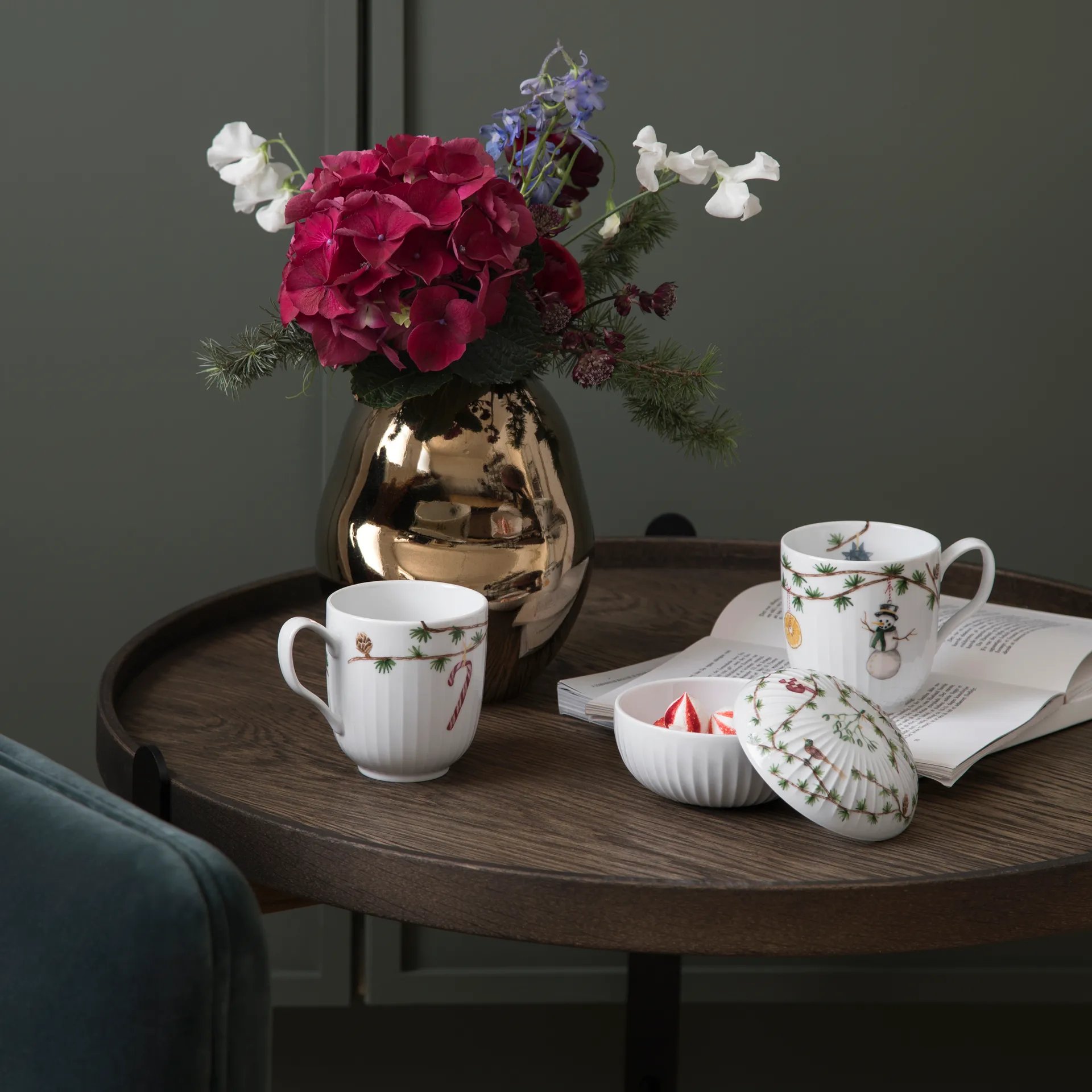 Bombonera de navidad Hammershøi Ø11,5 cm, blanco Kähler