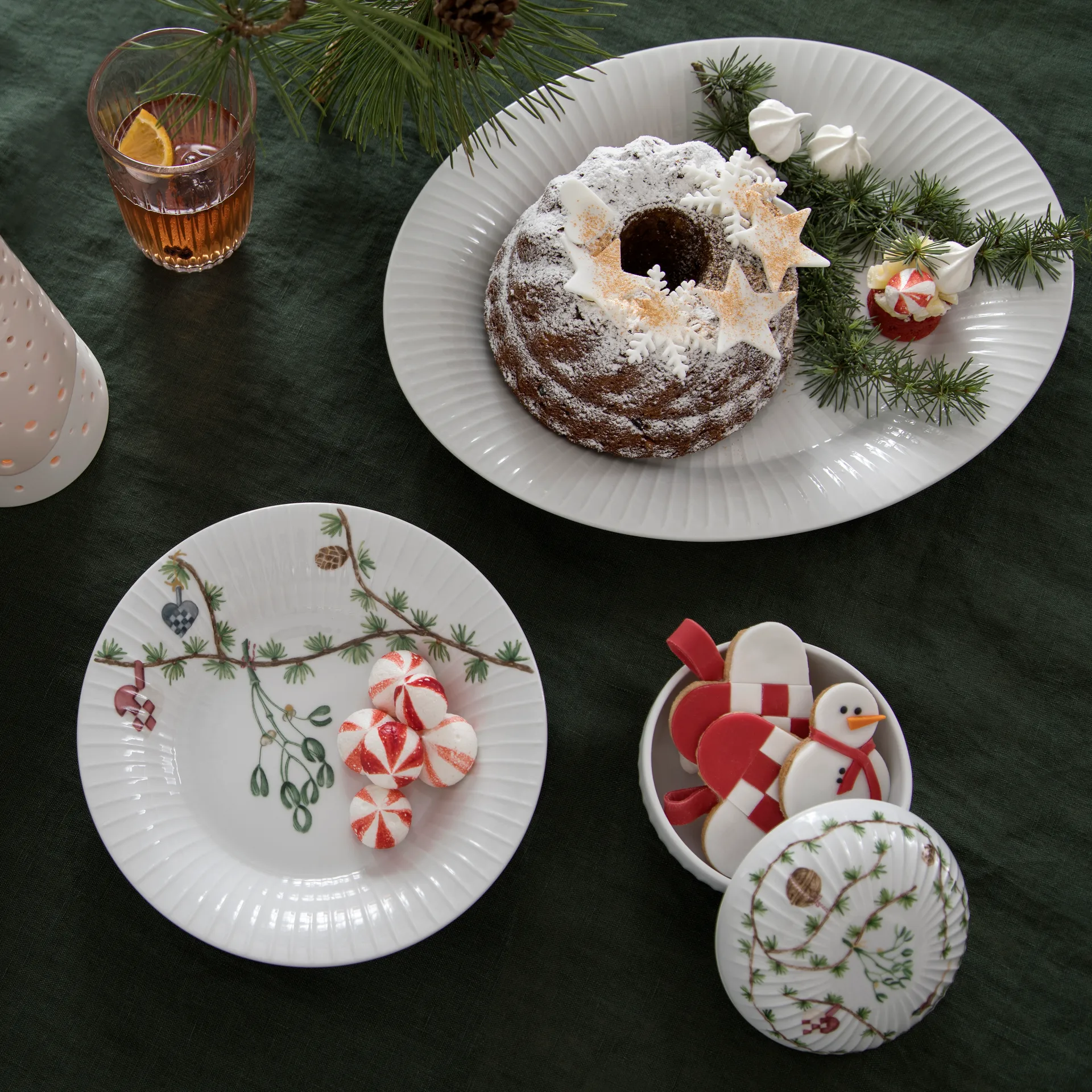 Bombonera de navidad Hammershøi Ø11,5 cm, blanco Kähler