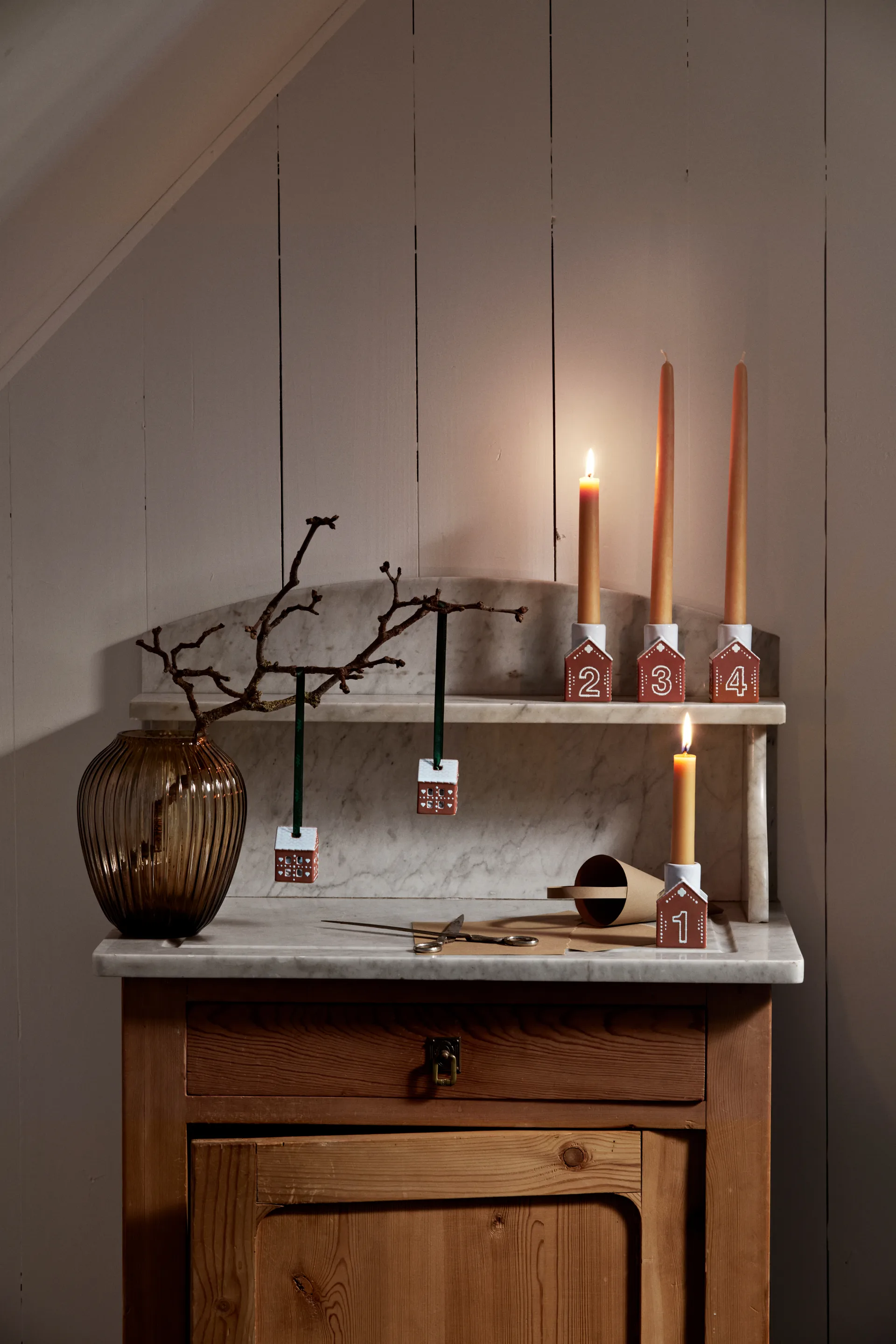 Candelabro de Adviento Gingerbread 4 piezas, Marrón Kähler