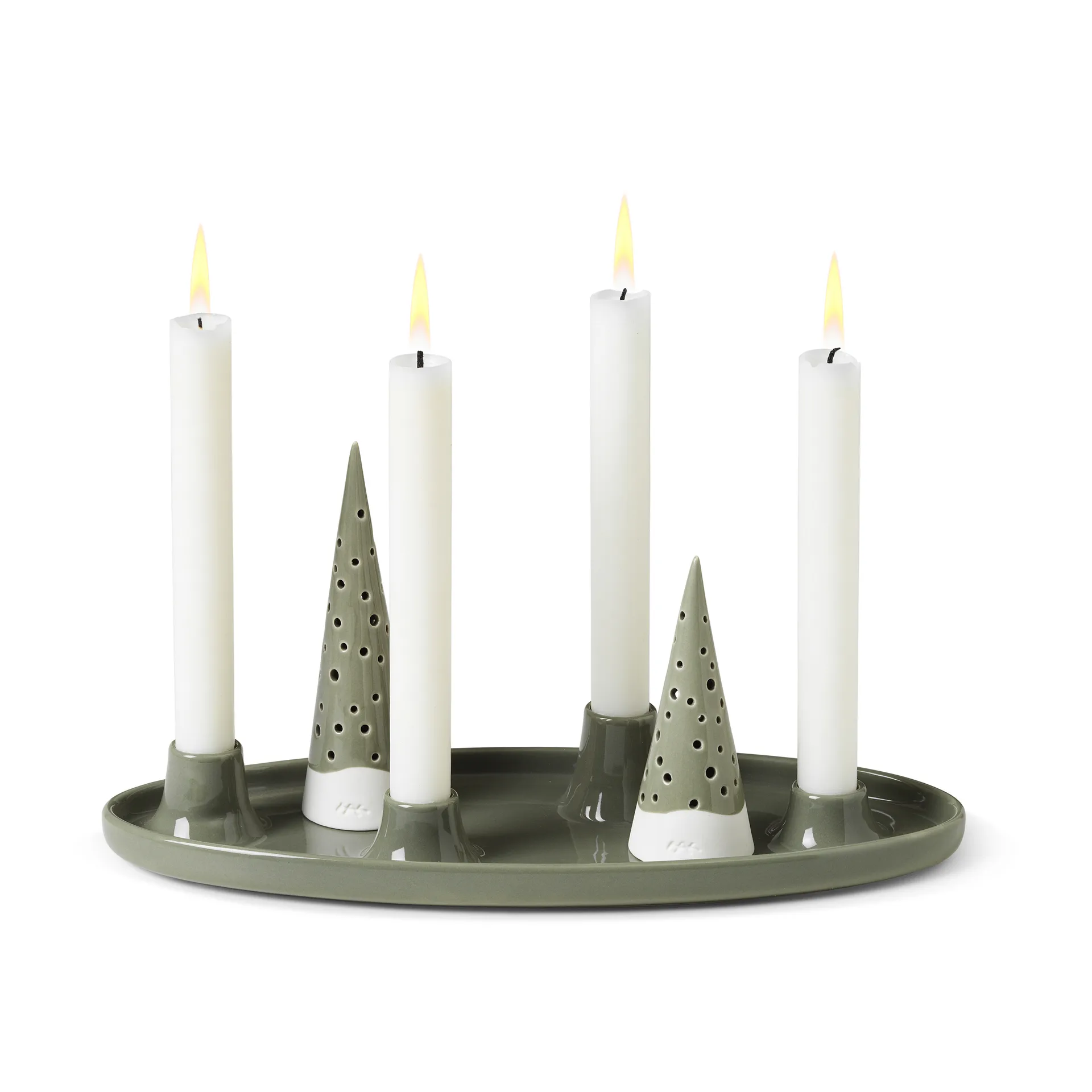 Candelabro de adviento Nobili ovalado 33 cm, verde Kähler