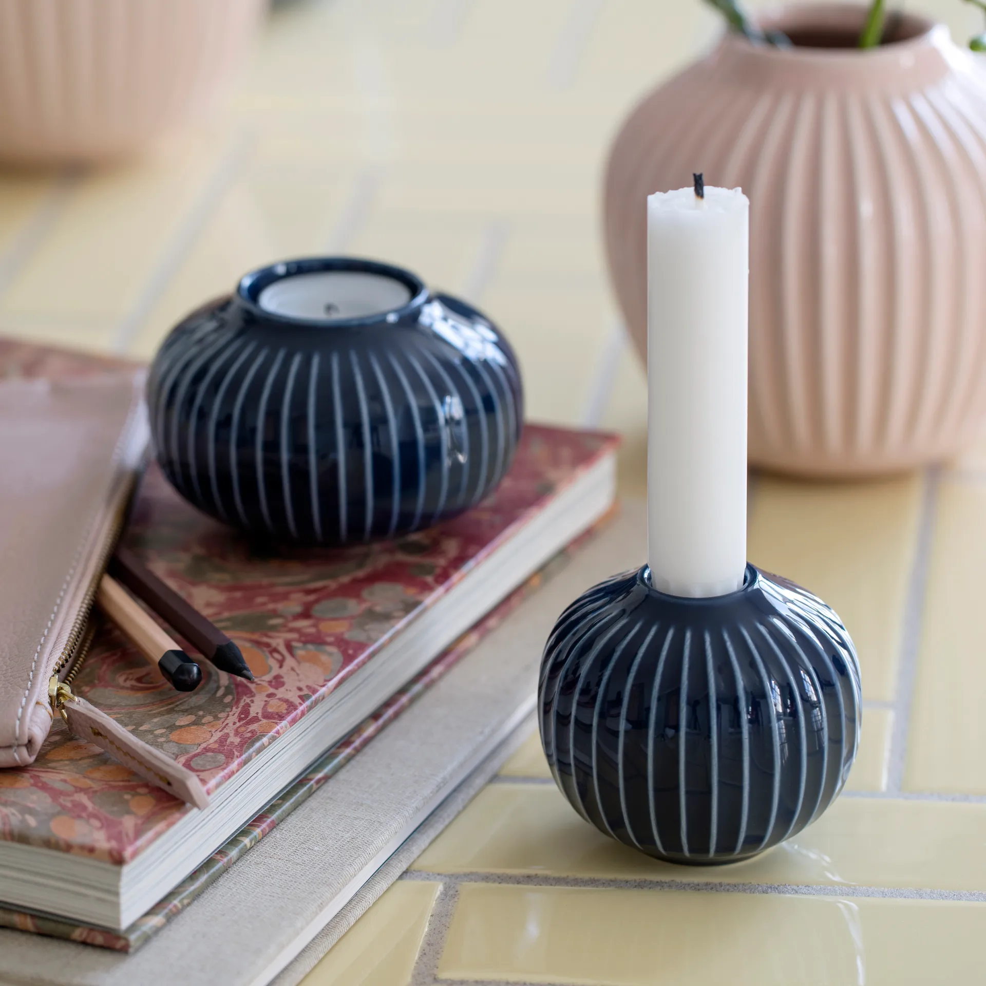 Candelabro Hammershøi 7 cm, indigo Kähler