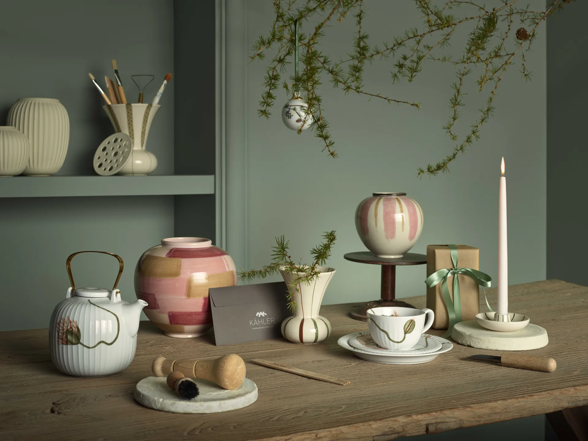 Candelabro Signature, Blanco-verde Kähler