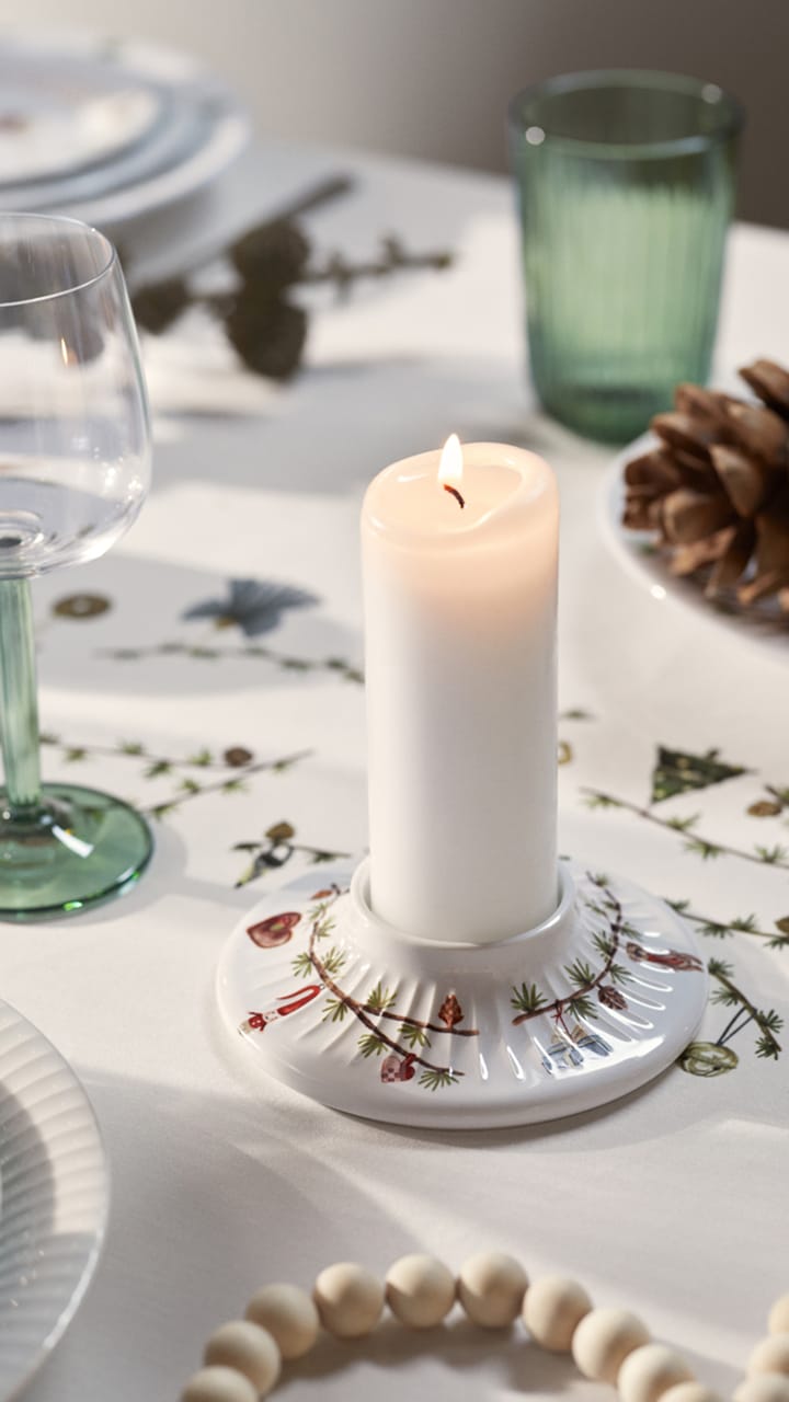 Canelabro para vela gruesa Hammershøi Christmas Ø13 cm, Blanco Kähler