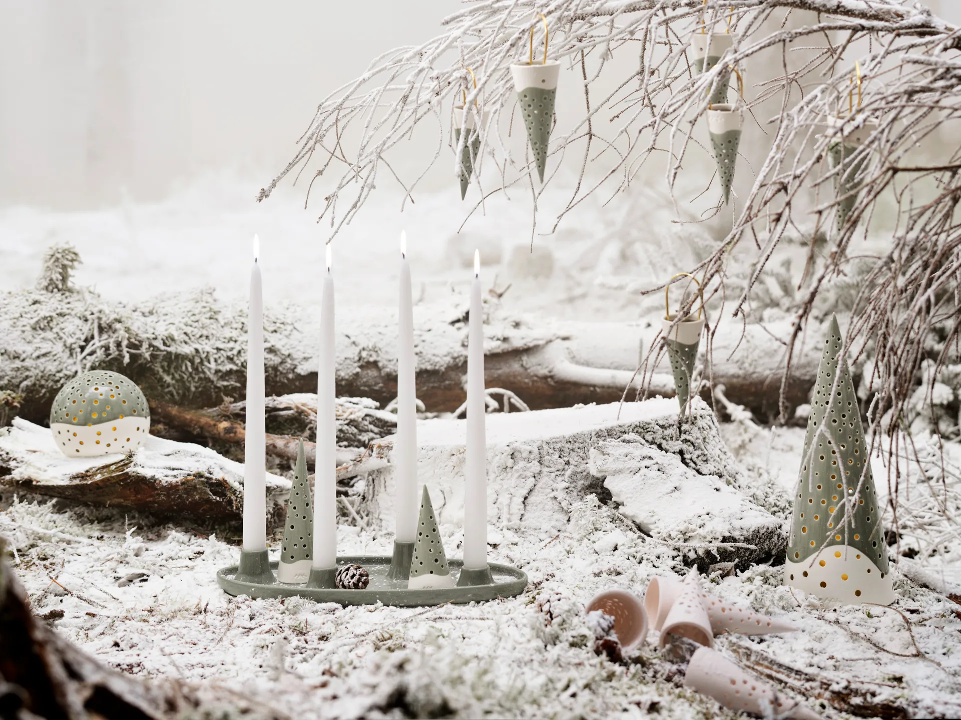 Colgante de navidad Nobili cono de navidad 18 cm, verde Kähler